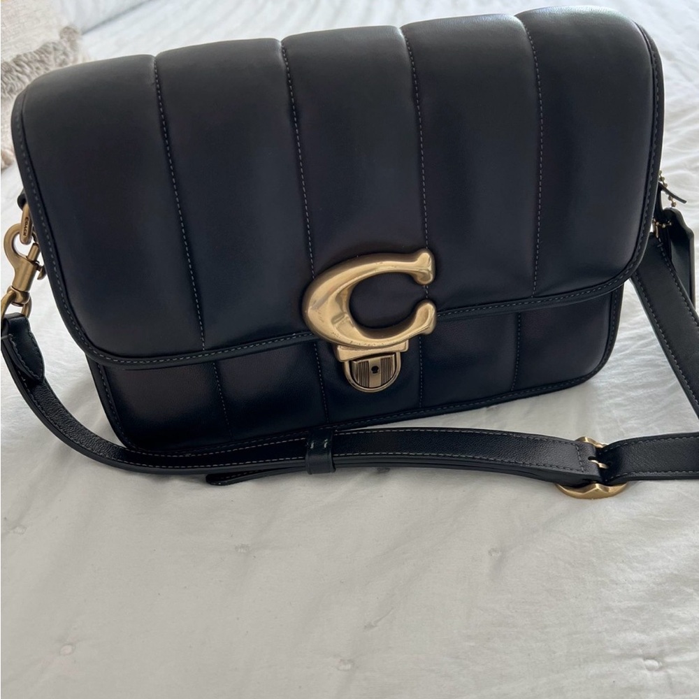 Coach Studio Quilted Shoulder bag - Black Leather with Gold tone Logo